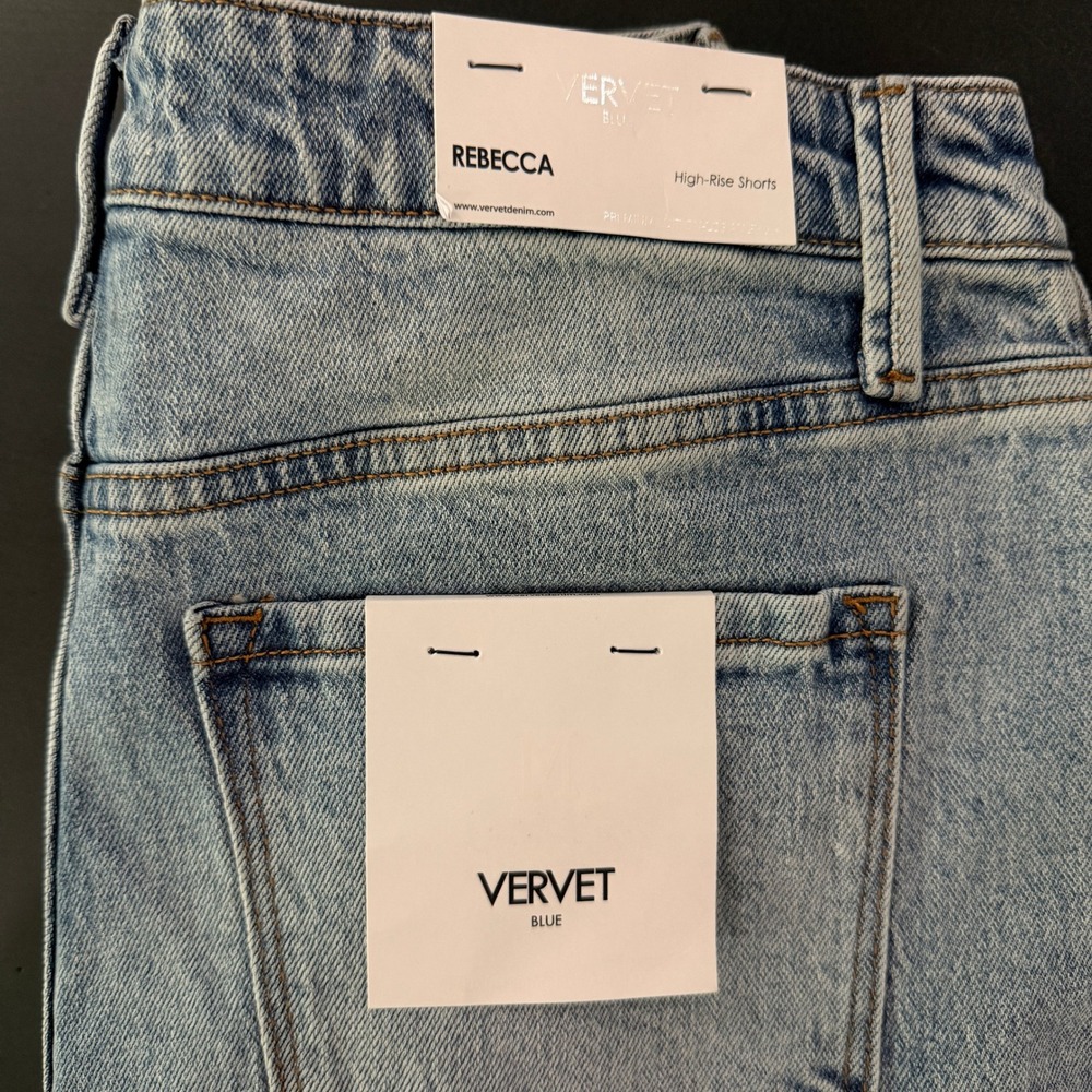 Vervet Rebecca High Rise Shorts Womens M Blue Denim Frayed Hem Cut Offs - Picture 4 of 7